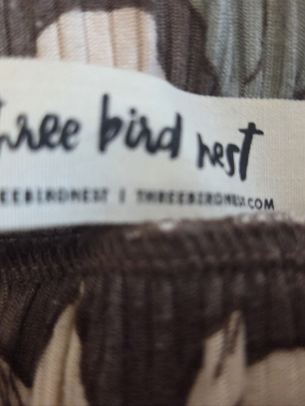 Three Bird Nest Brown Floral Wide-Leg Drawstring Pants - Picture 5 of 12